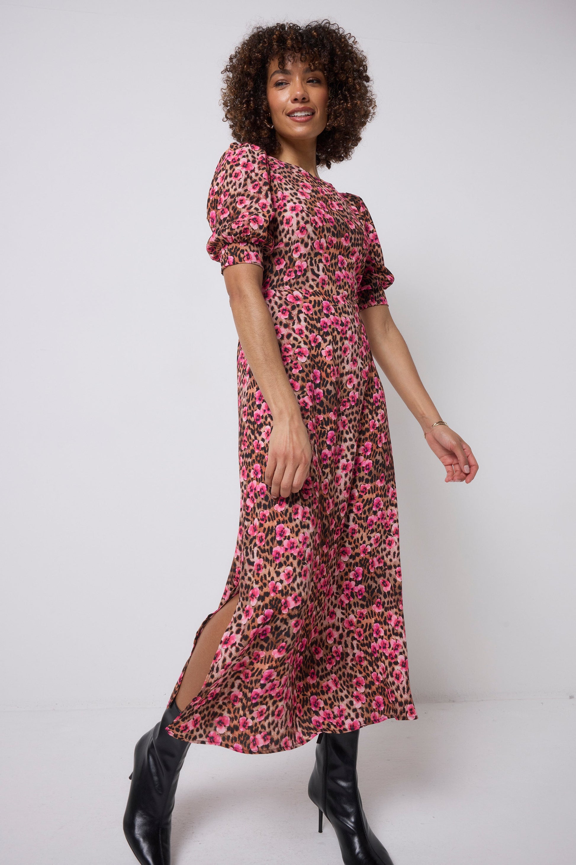 Neutral Paradise Cheetah Midi Dress