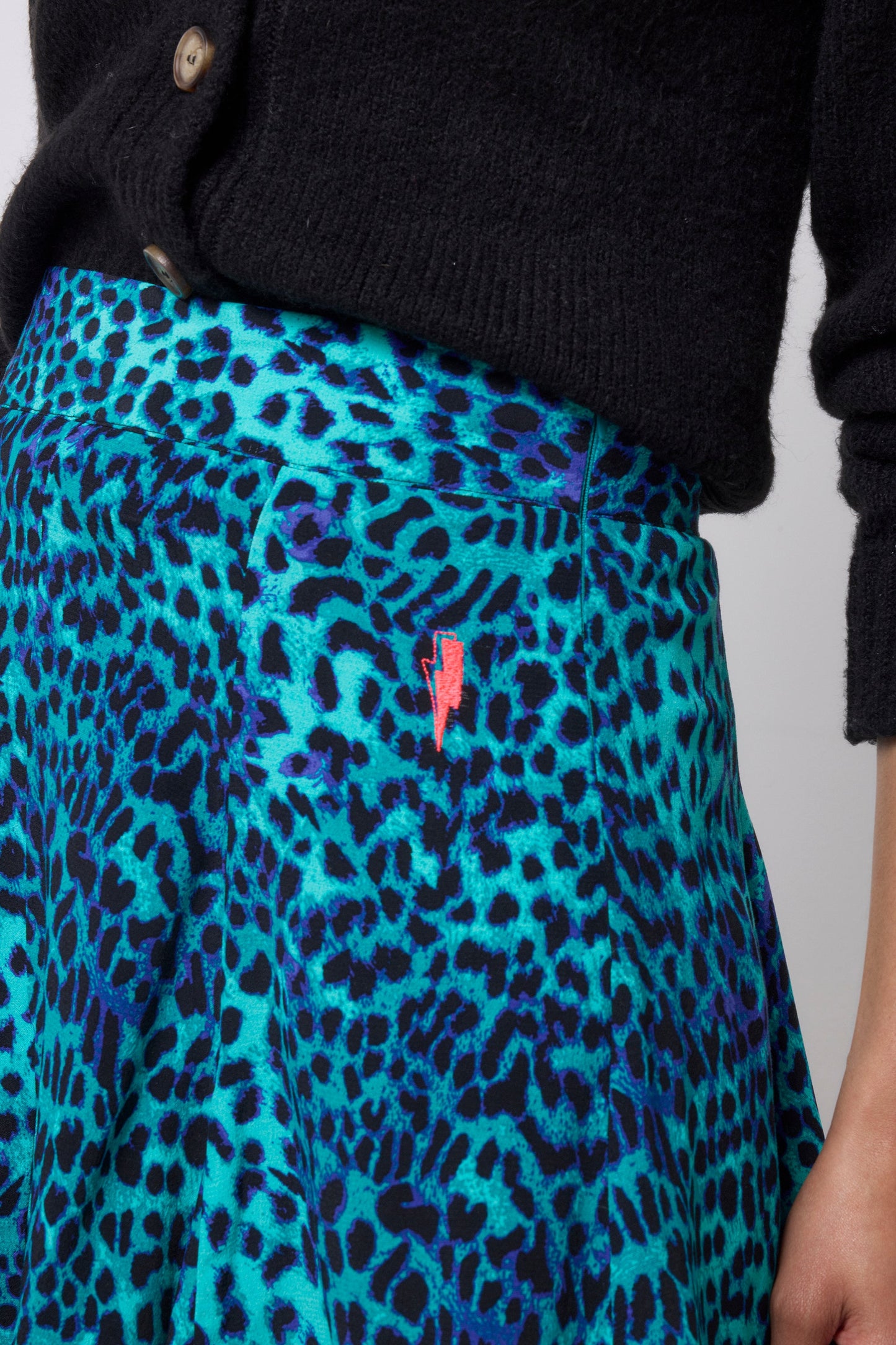 Turquoise with Blue Cheetah Skater Skirt