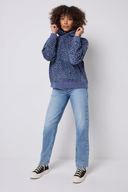 Blue Leopard Ray Relaxed Hoodie