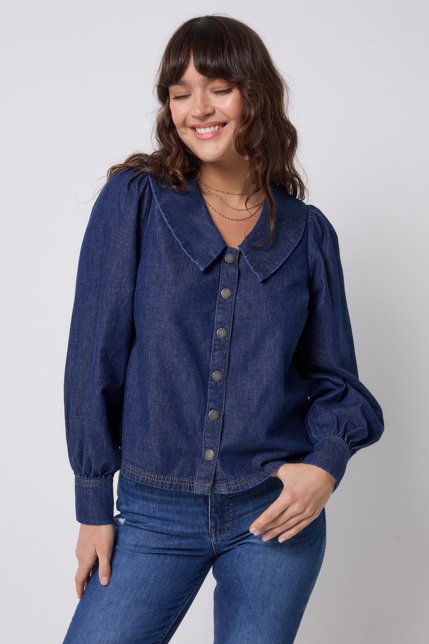 Indigo Denim Collared Blouse