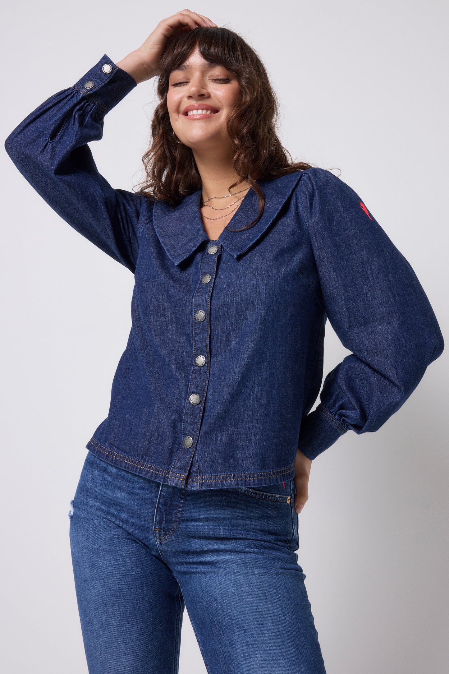 Indigo Denim Collared Blouse