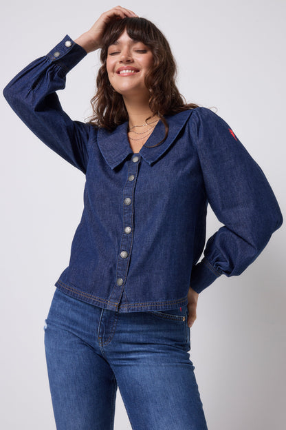 Indigo Denim Collared Blouse