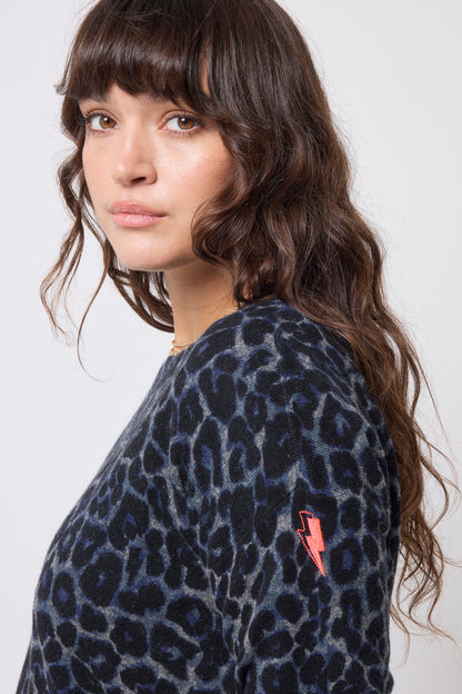 Navy Jaguar Printed Knit Jumper