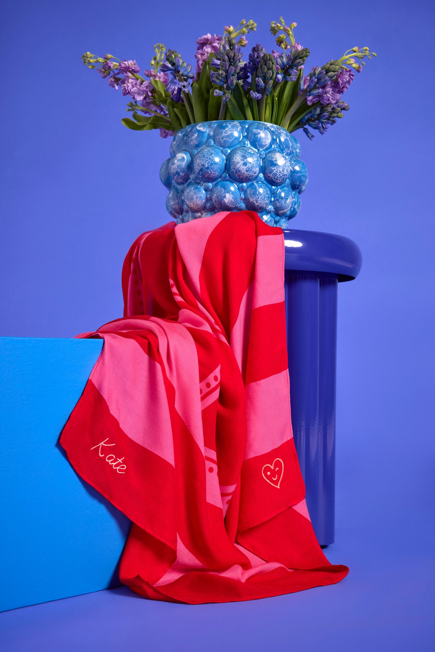 Scamp & Dude x Kate Lawler Pink with Red Stripe Charity Super Scarf