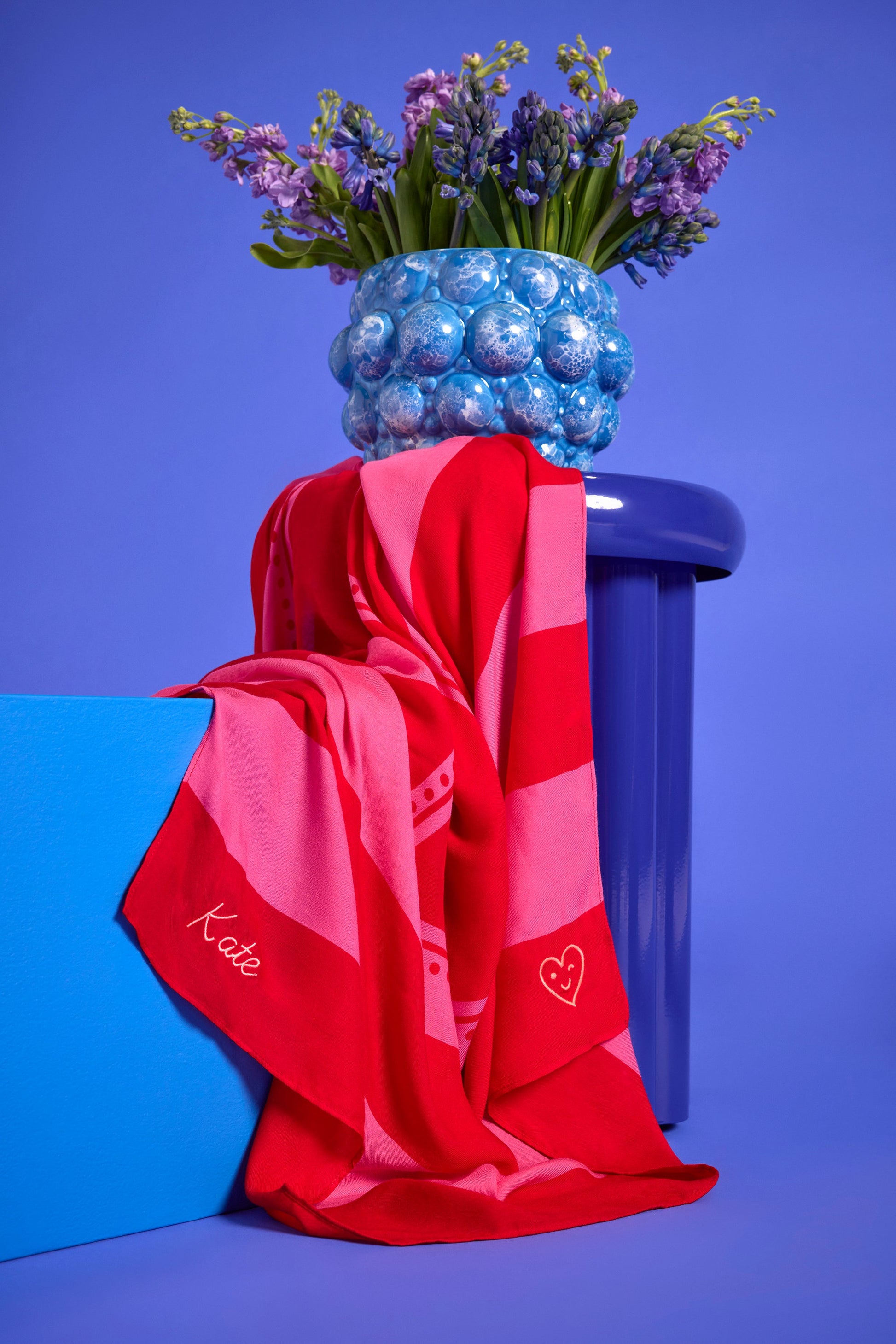 Scamp & Dude x Kate Lawler Pink with Red Stripe Charity Super Scarf
