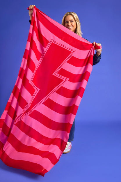 Scamp & Dude x Kate Lawler Pink with Red Stripe Charity Super Scarf
