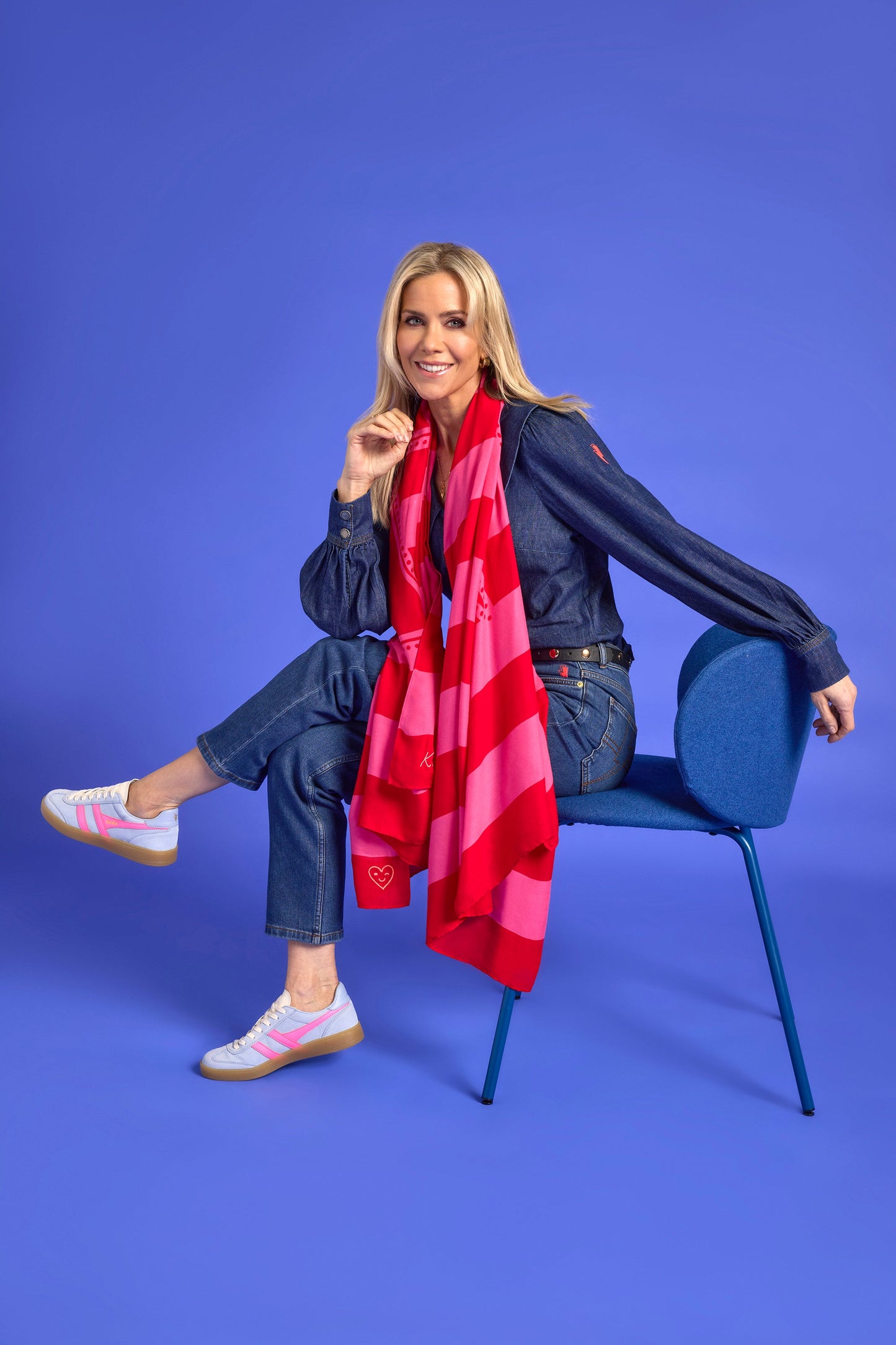Scamp & Dude x Kate Lawler Pink with Red Stripe Charity Super Scarf