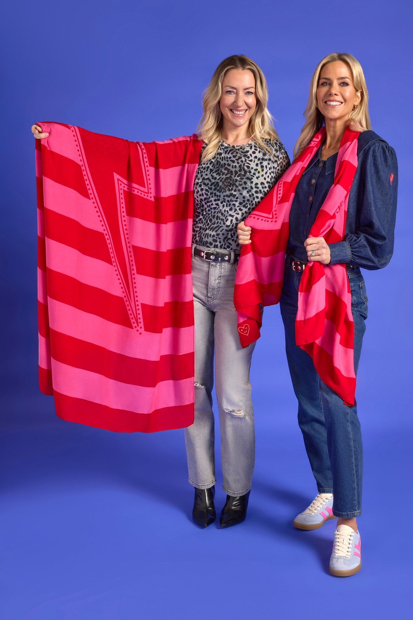 Scamp & Dude x Kate Lawler Pink with Red Stripe Charity Super Scarf