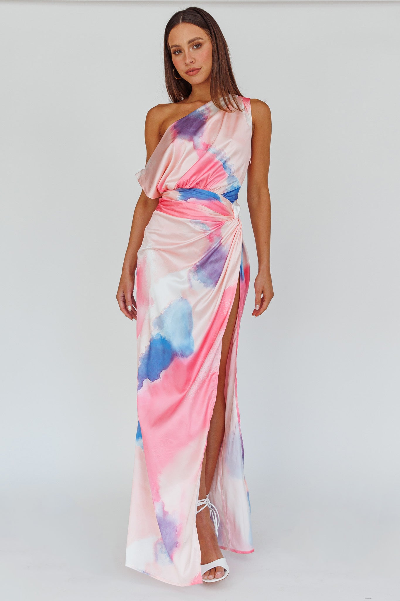 Charm Me Thigh Split Maxi Dress Pink/Blue