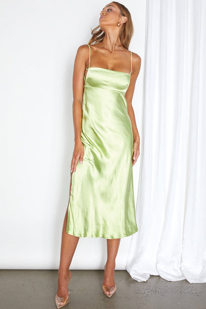 Dolce Life Low Back Midi Dress Lime