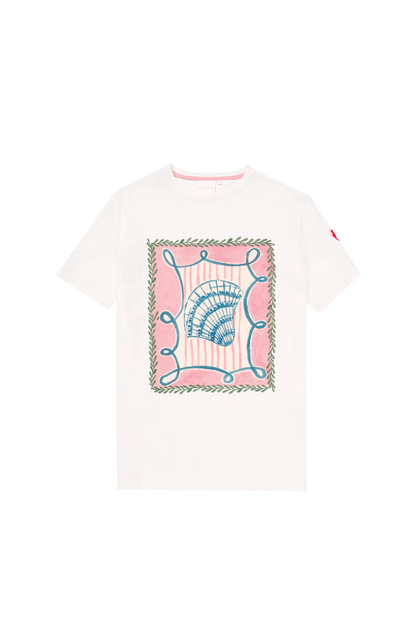 Cream Summer Shell Print T-Shirt
