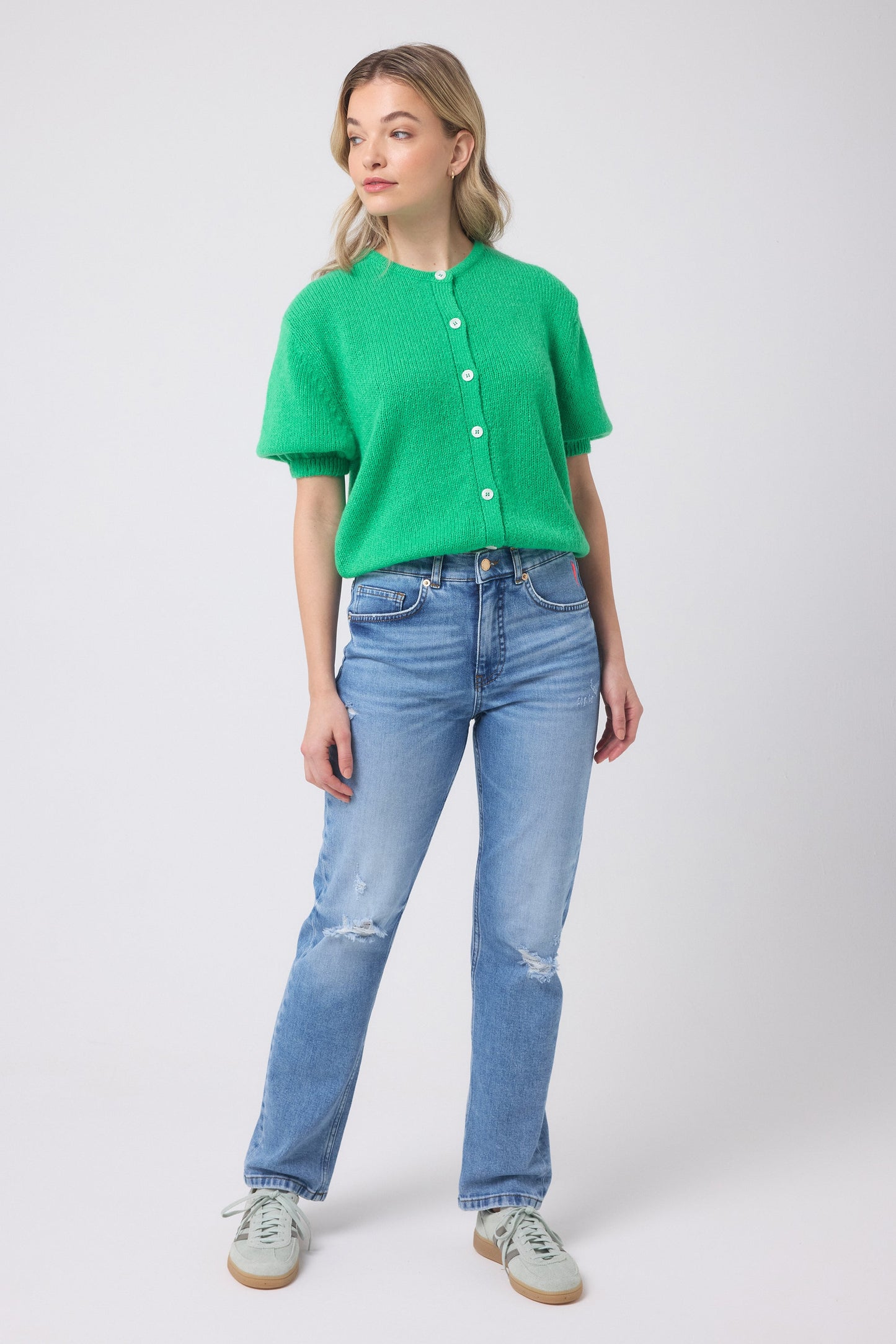 Green Short Sleeve Cardigan