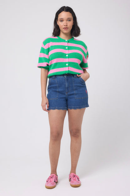 Authentic Indigo Scallop Denim Shorts
