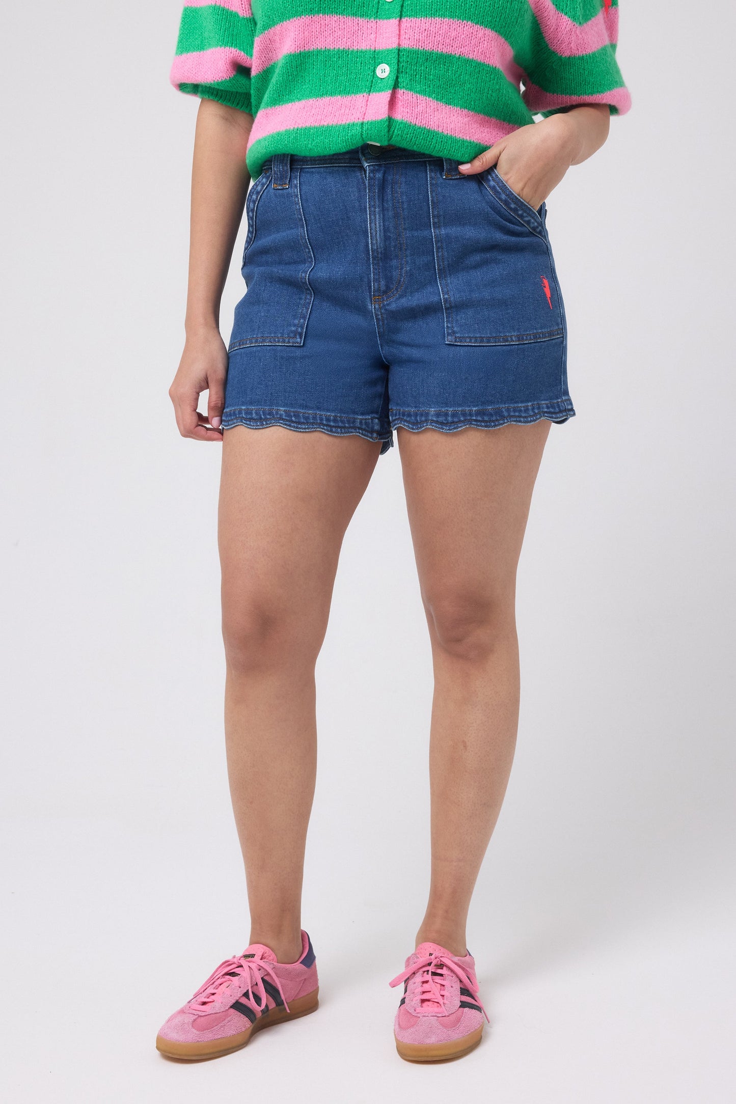 Authentic Indigo Scallop Denim Shorts