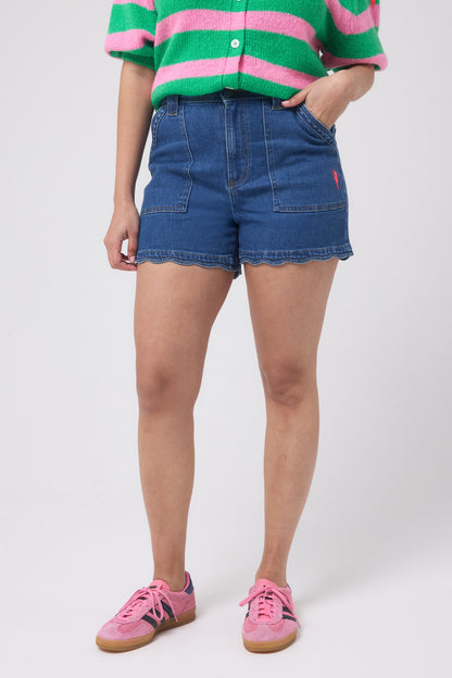 Authentic Indigo Scallop Denim Shorts