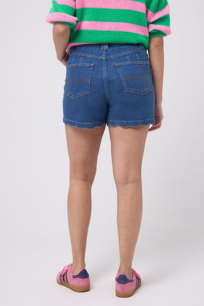 Authentic Indigo Scallop Denim Shorts