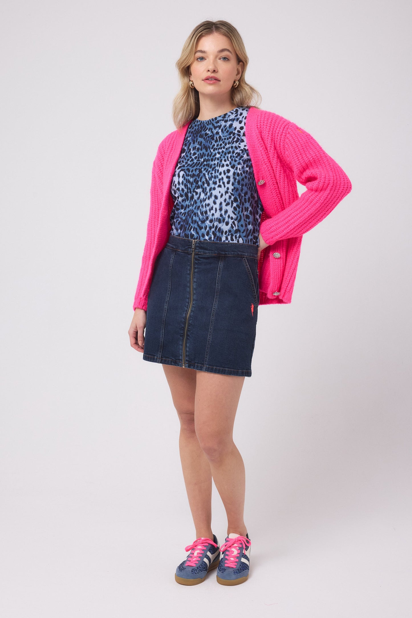 Dark Indigo Zip Front Denim Mini Skirt