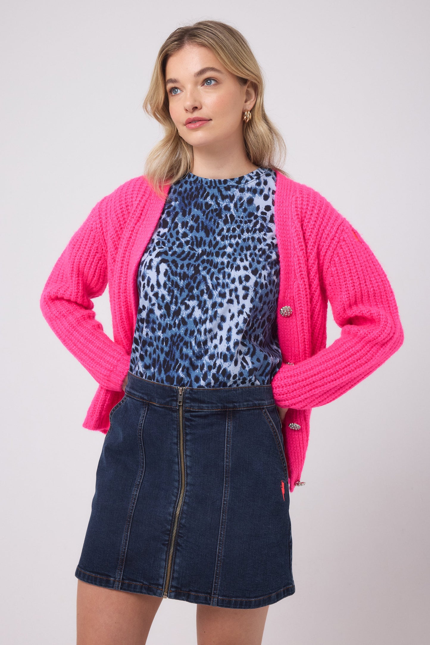 Dark Indigo Zip Front Denim Mini Skirt