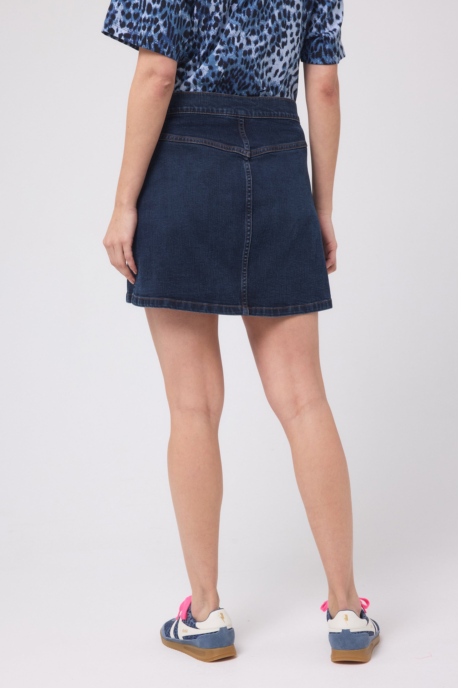 Dark Indigo Zip Front Denim Mini Skirt