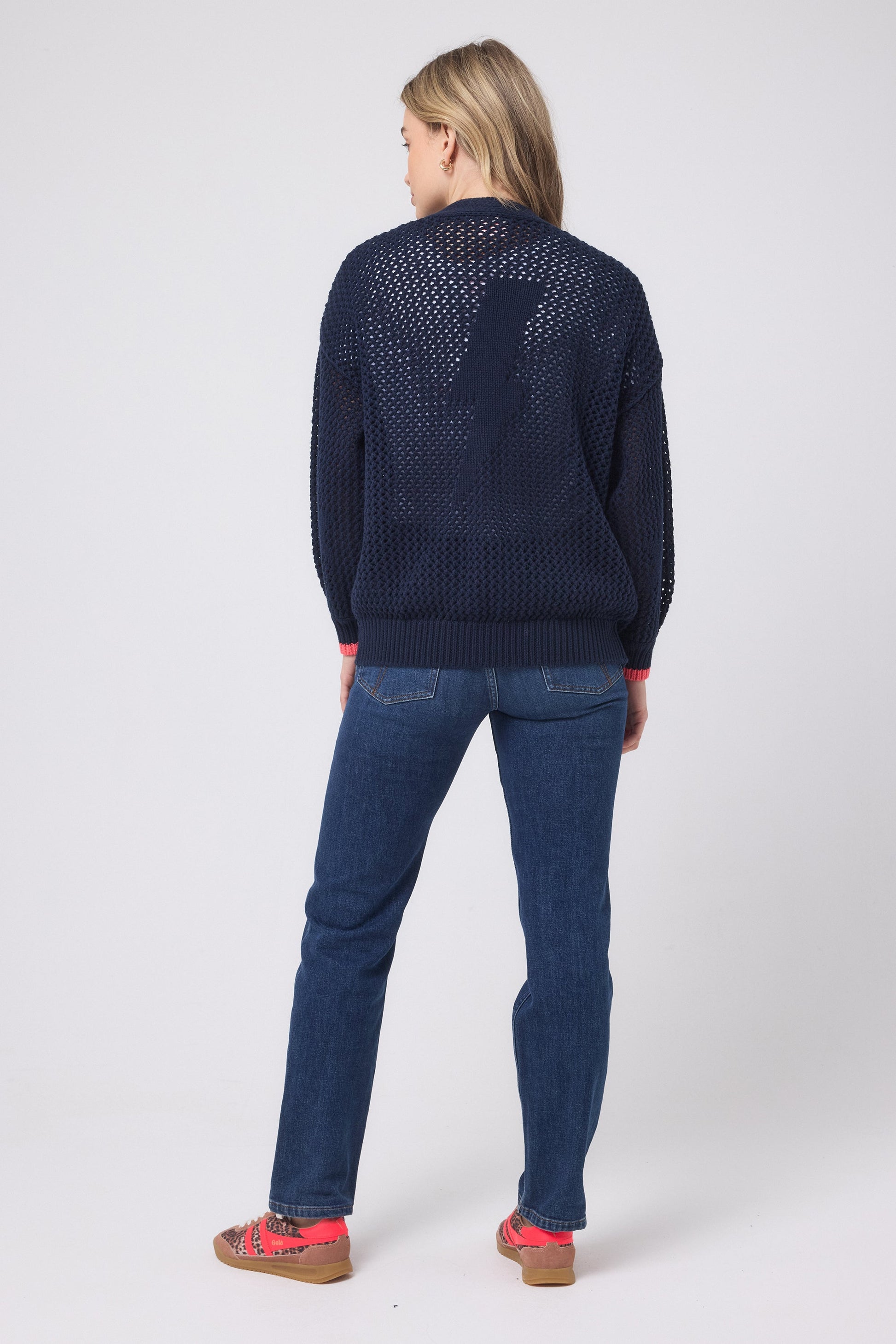 Navy Star and Lightning Bolt Knitted Crochet Cardigan
