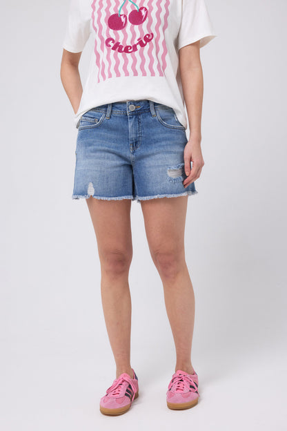 Distressed Denim Shorts