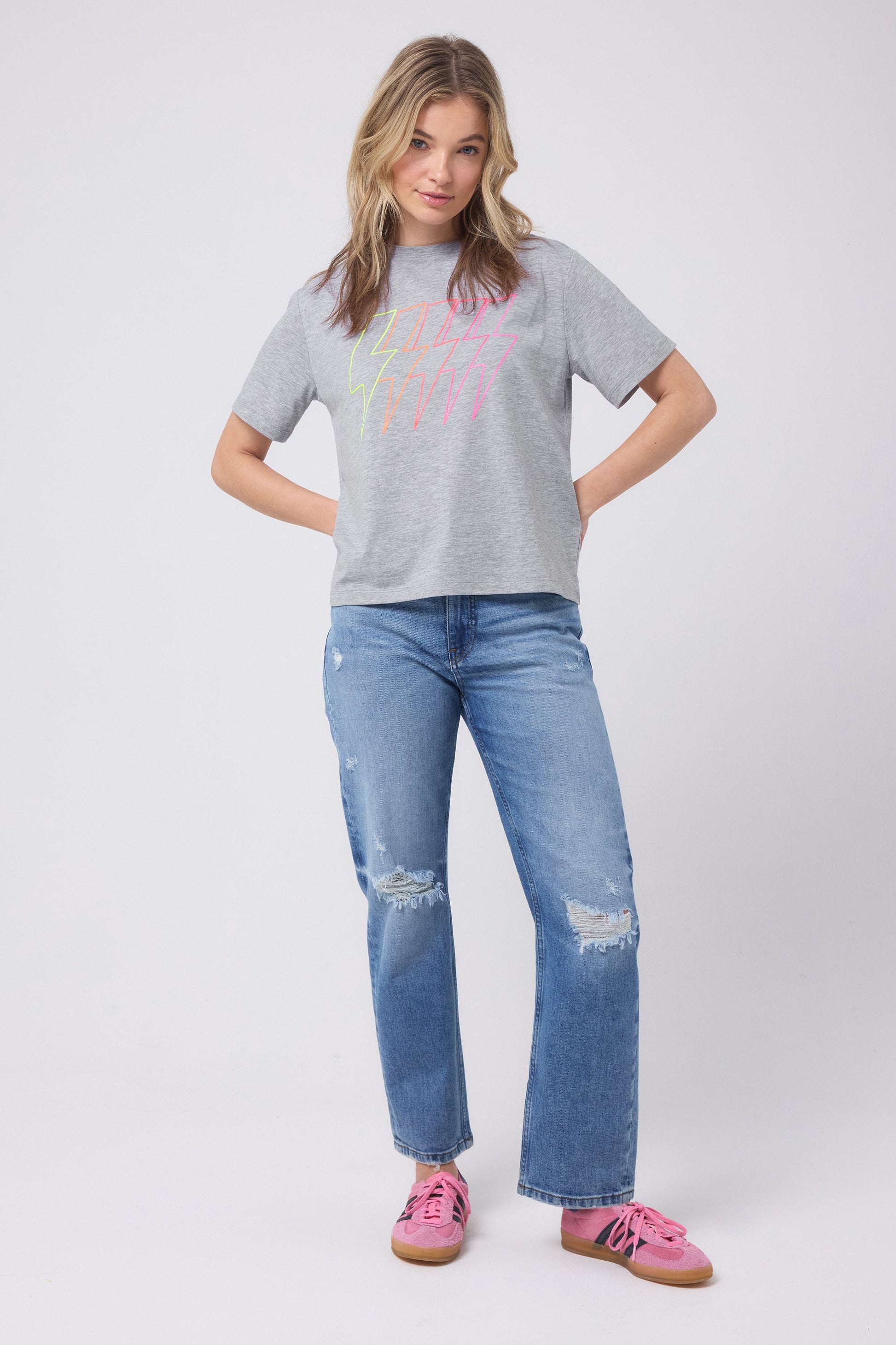 Grey Marl Multi Neon Bolt Classic T-Shirt