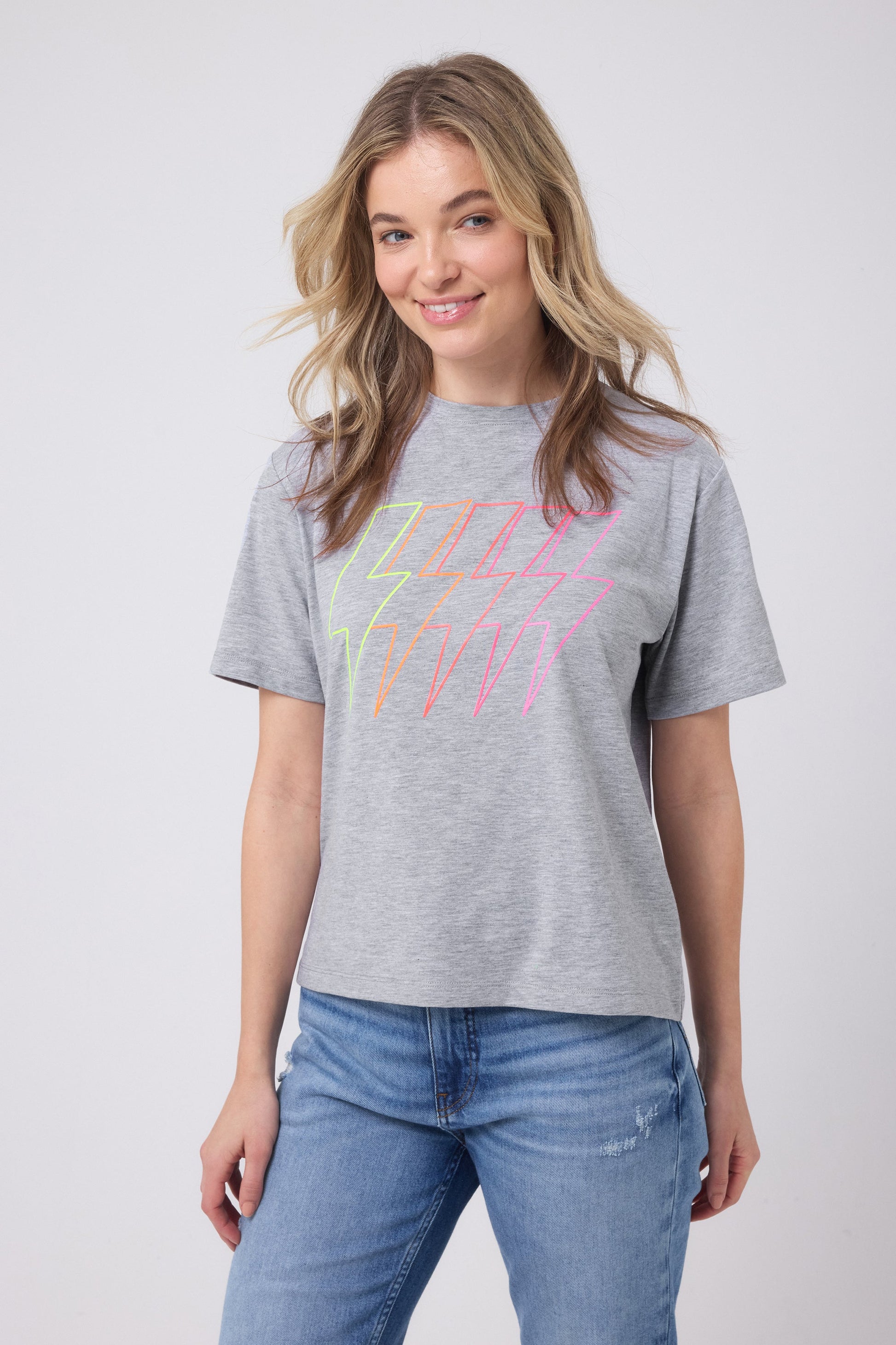 Grey Marl Multi Neon Bolt Classic T-Shirt