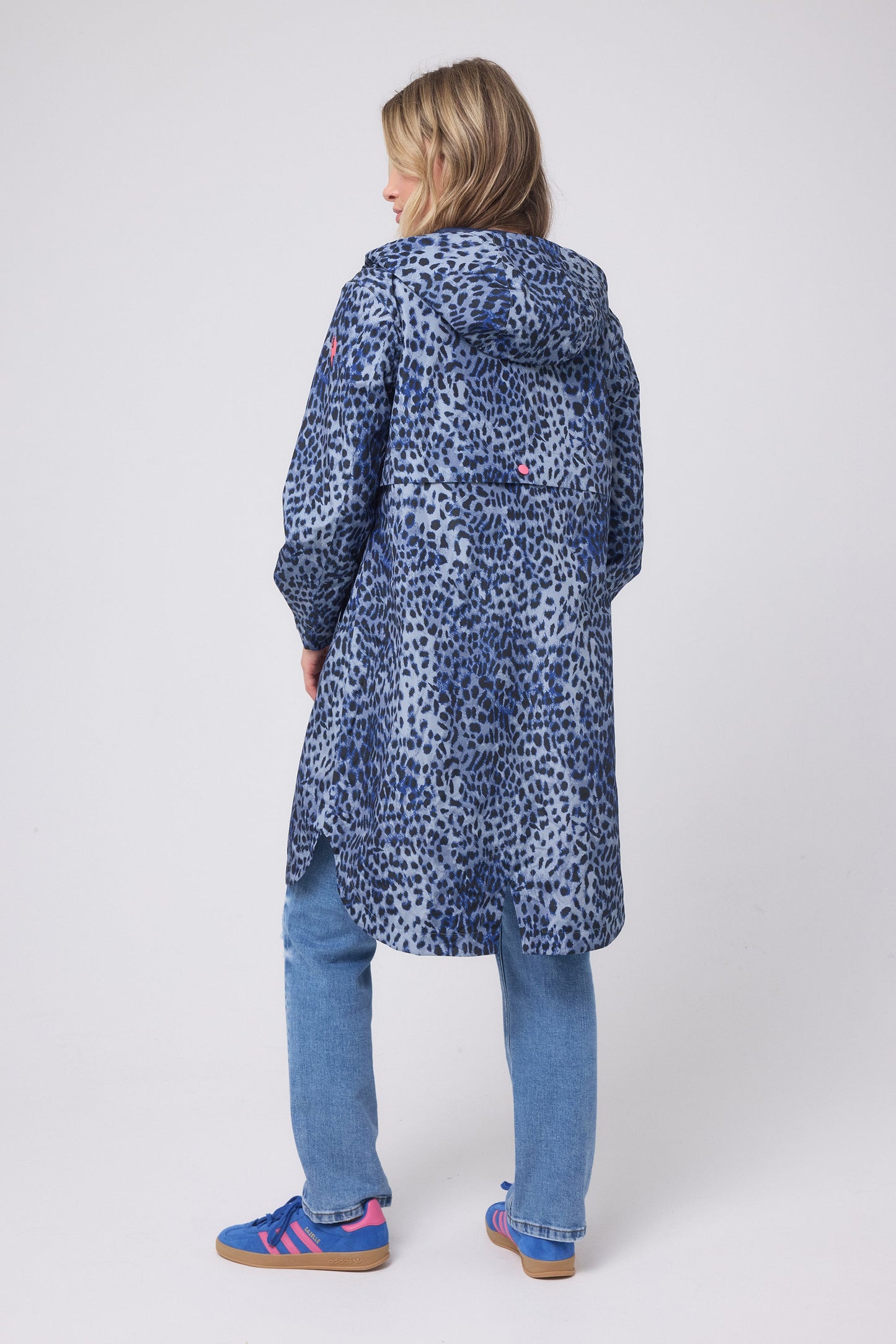 Navy Wild Cheetah Waterproof Raincoat