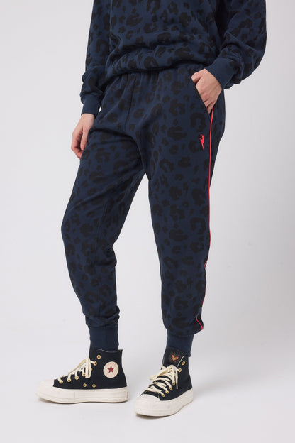 Navy Leopard Cosy Joggers