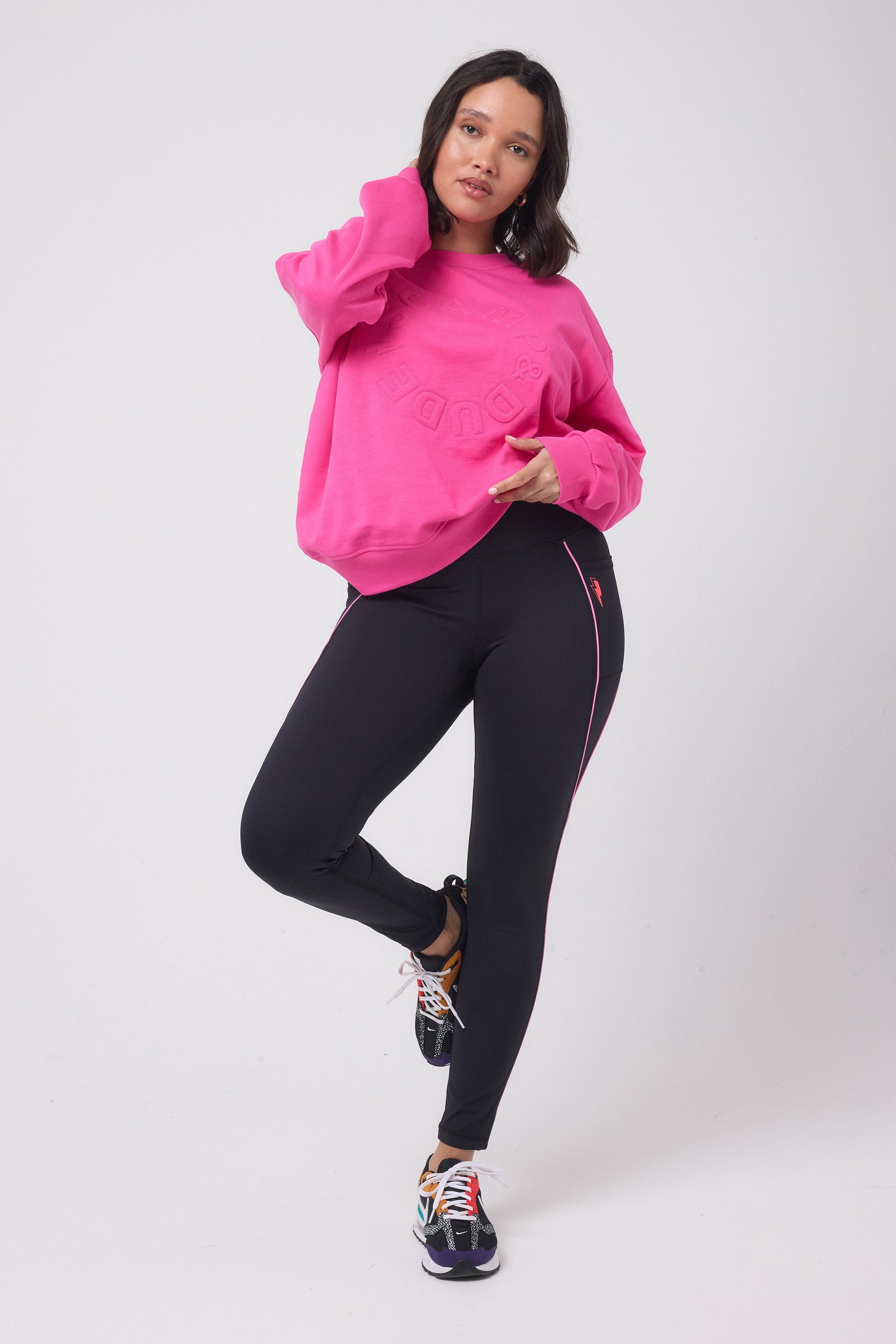 Black with Neon Piping Full Length Active Leggings