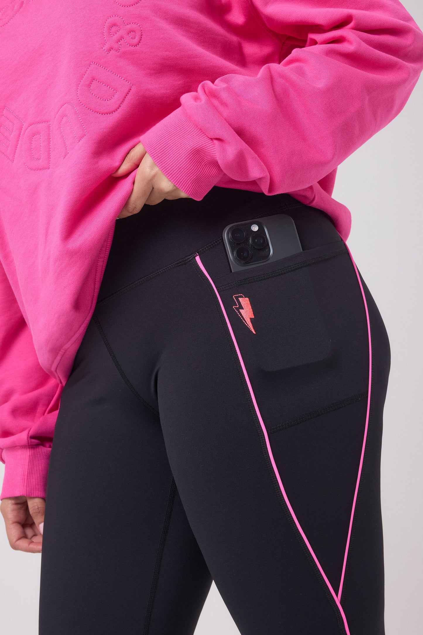 Black with Neon Piping Full Length Active Leggings