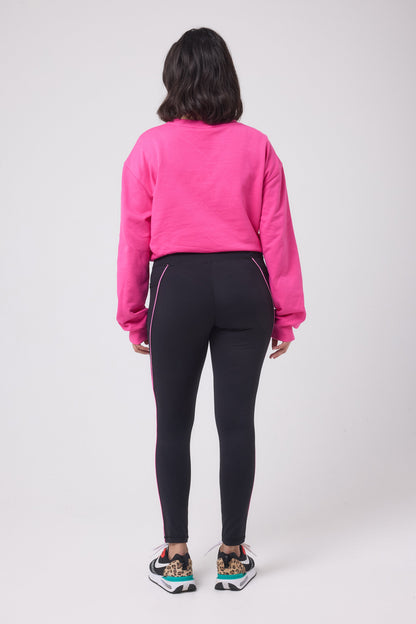 Black with Neon Piping Full Length Active Leggings