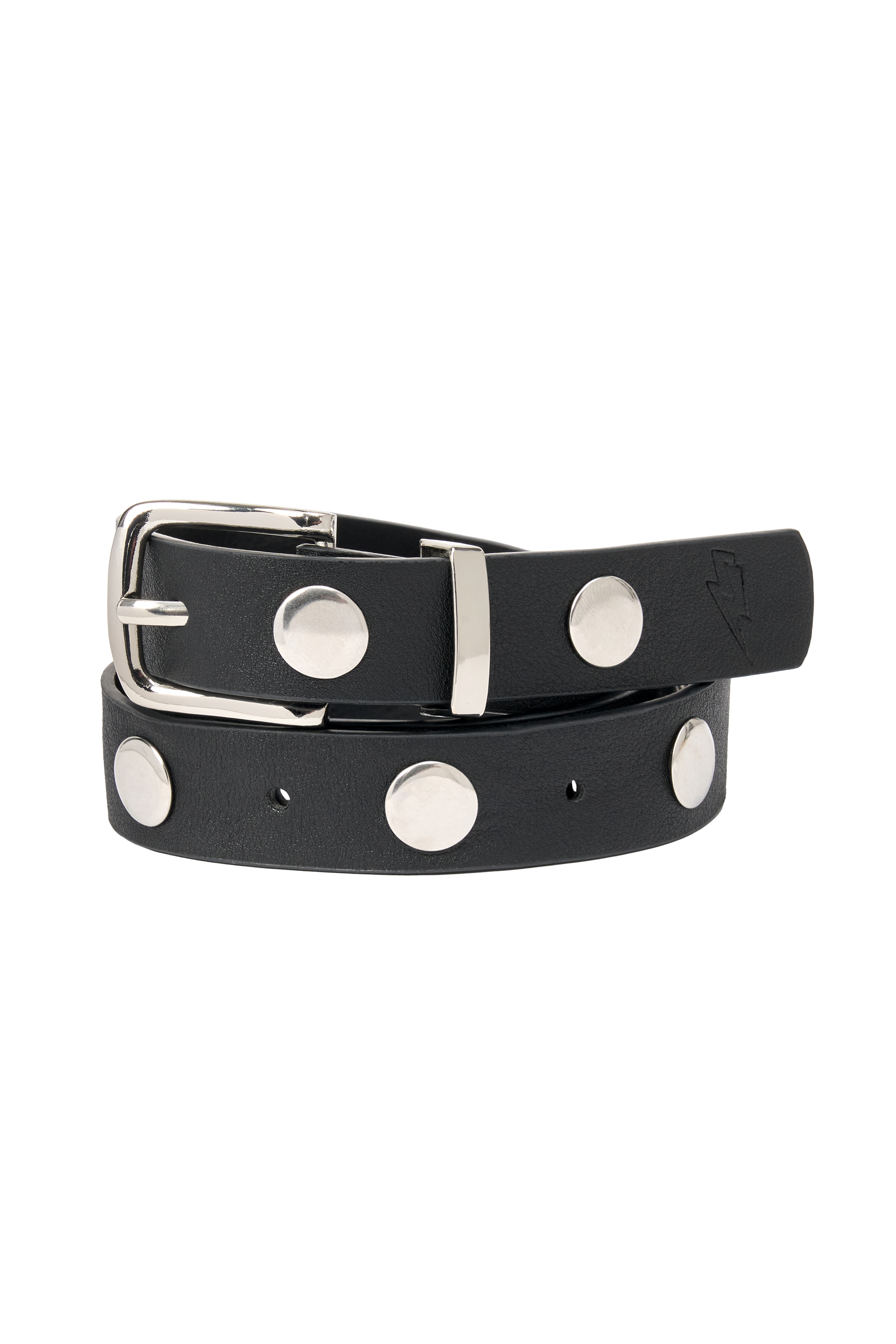 Silver-Tone Studded Black Belt