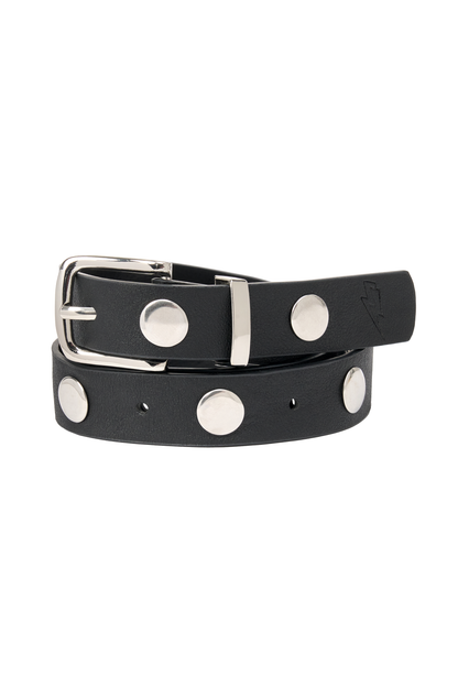 Silver-Tone Studded Black Belt