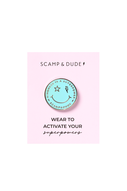 Blue Smiley Pin Badge