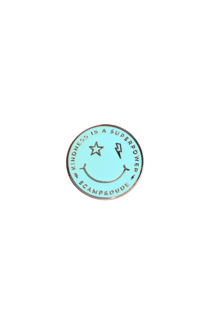 Blue Smiley Pin Badge