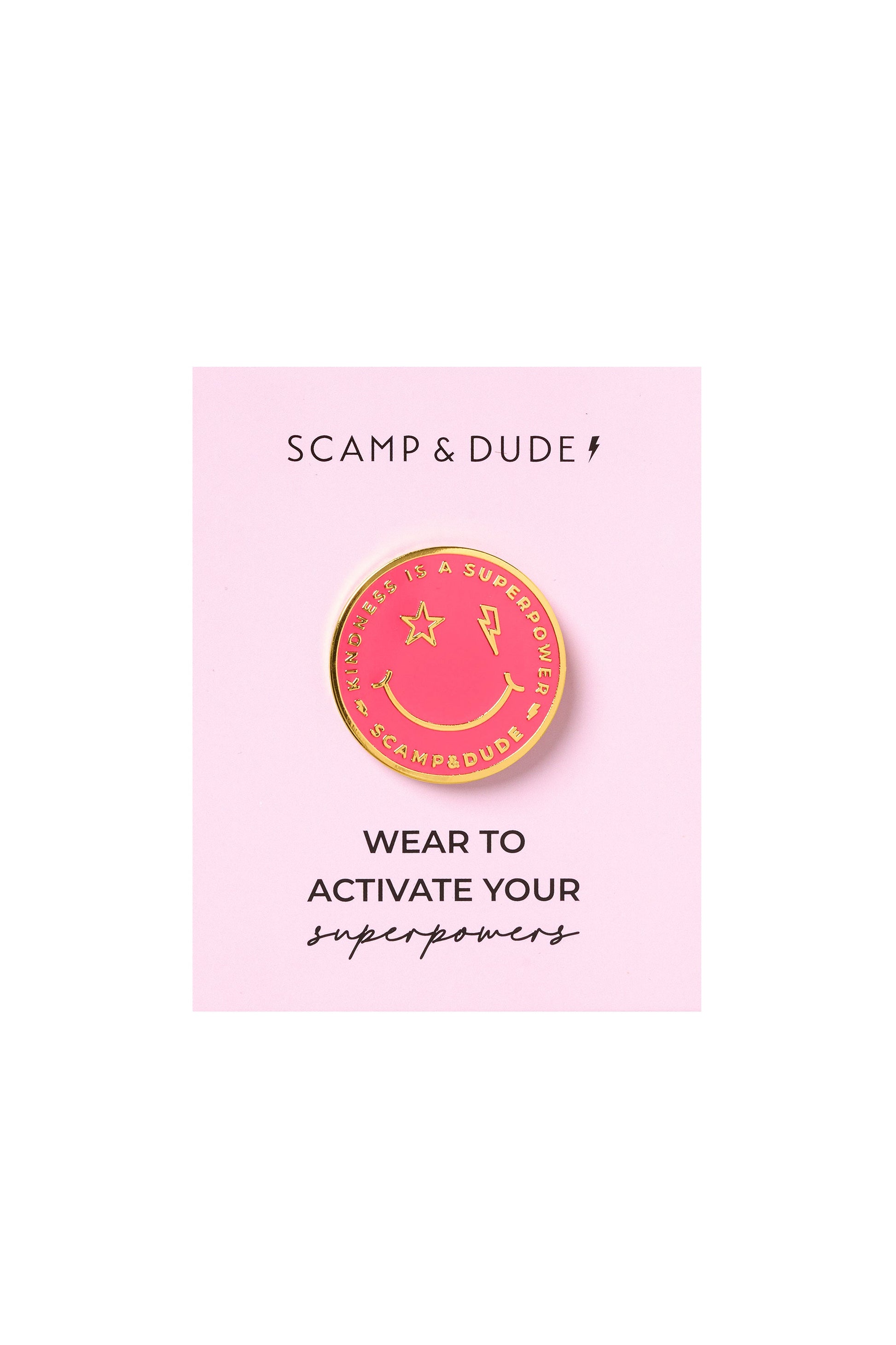 Coral Smiley Pin Badge