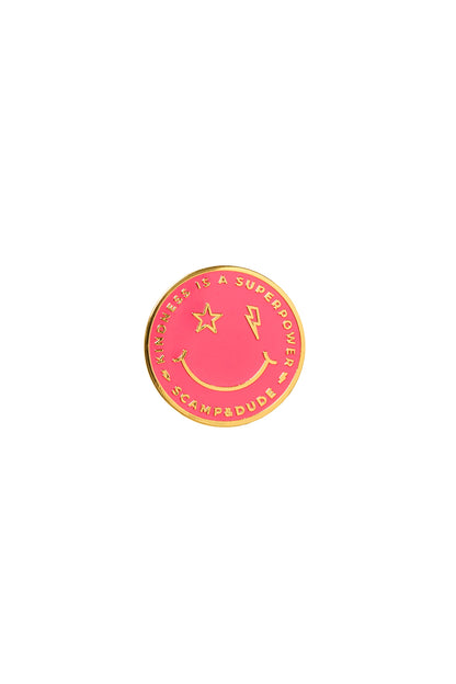 Coral Smiley Pin Badge