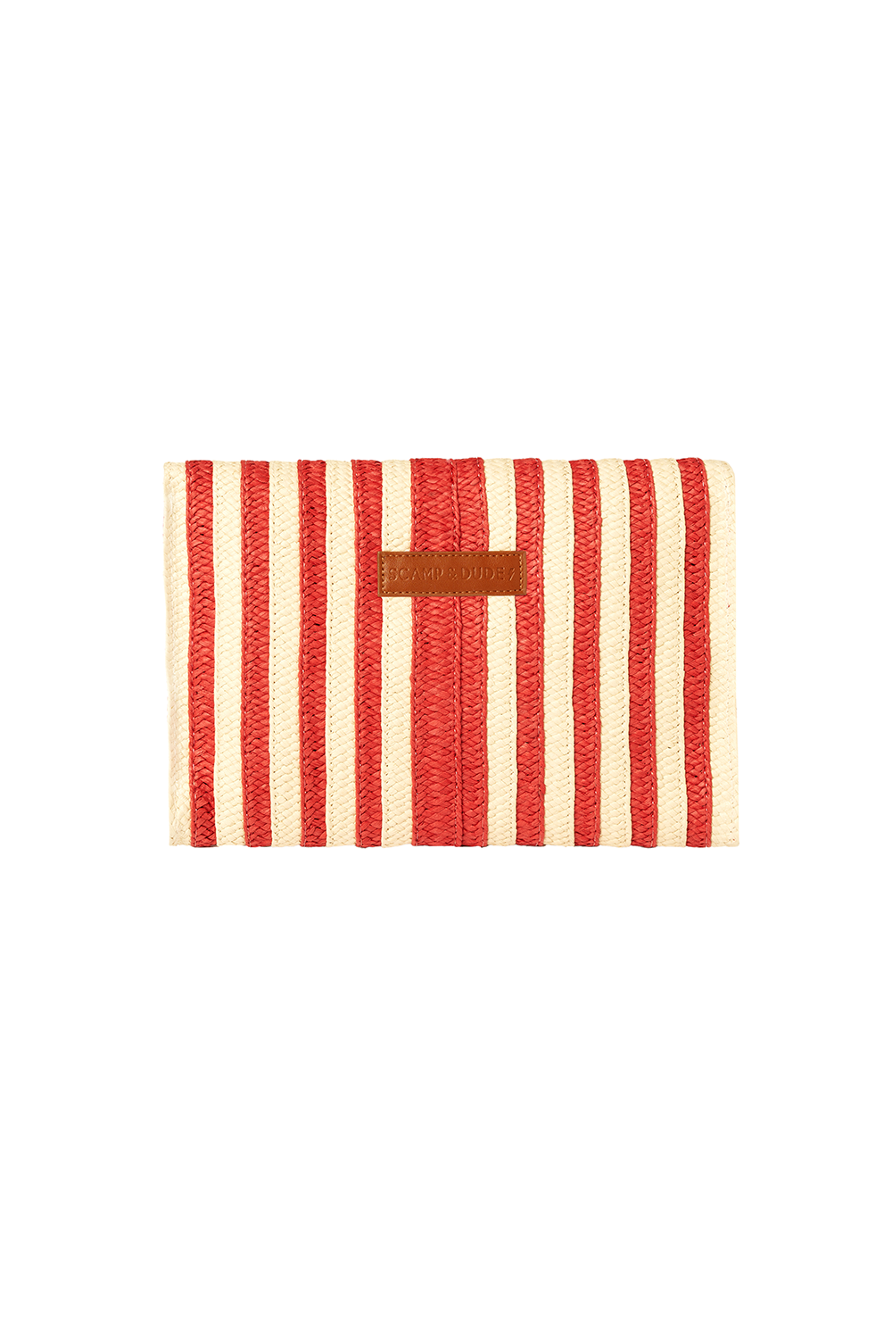 Natural with Red Stripe Woven Clutch Bag