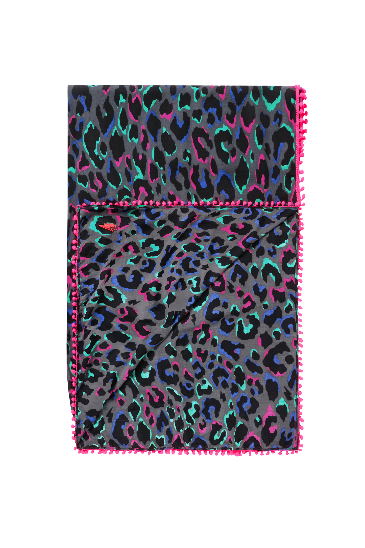 Grey with Pink and Green Pop Leopard Charity Super Scarf