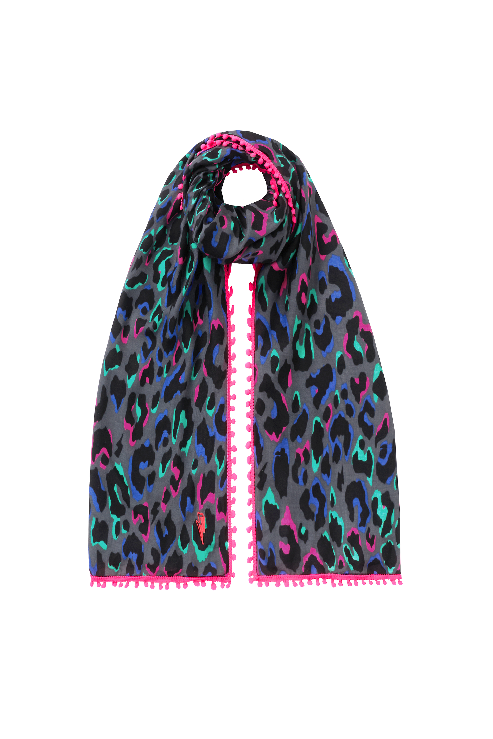 Grey with Pink and Green Pop Leopard Charity Super Scarf