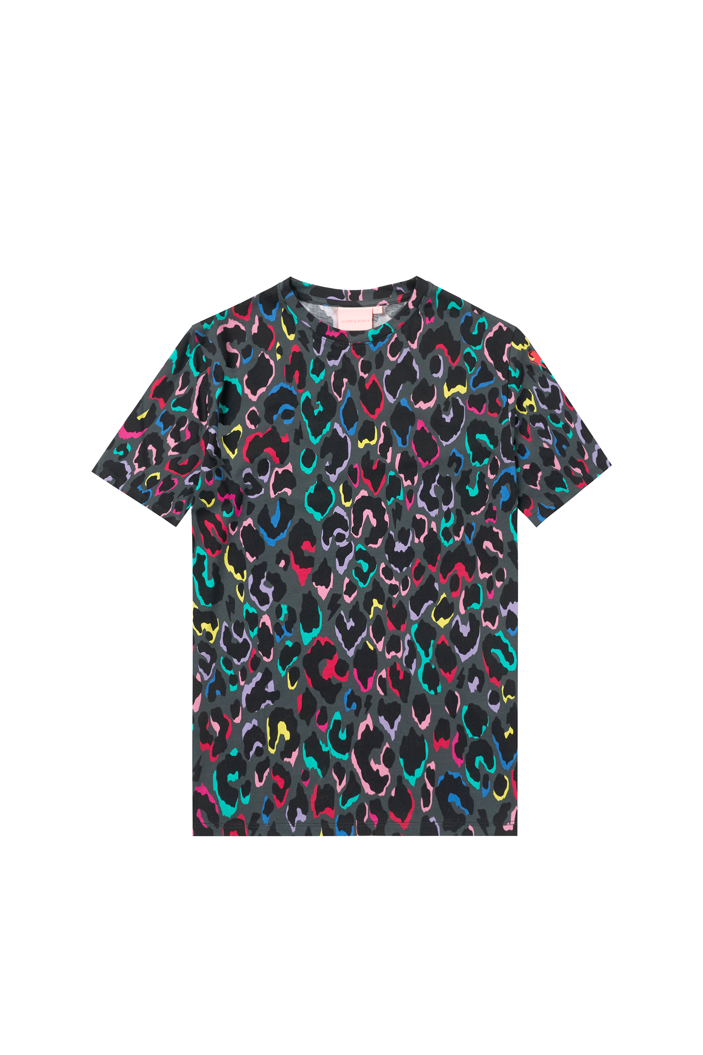 Grey with Rainbow Shadow Leopard Print T-Shirt