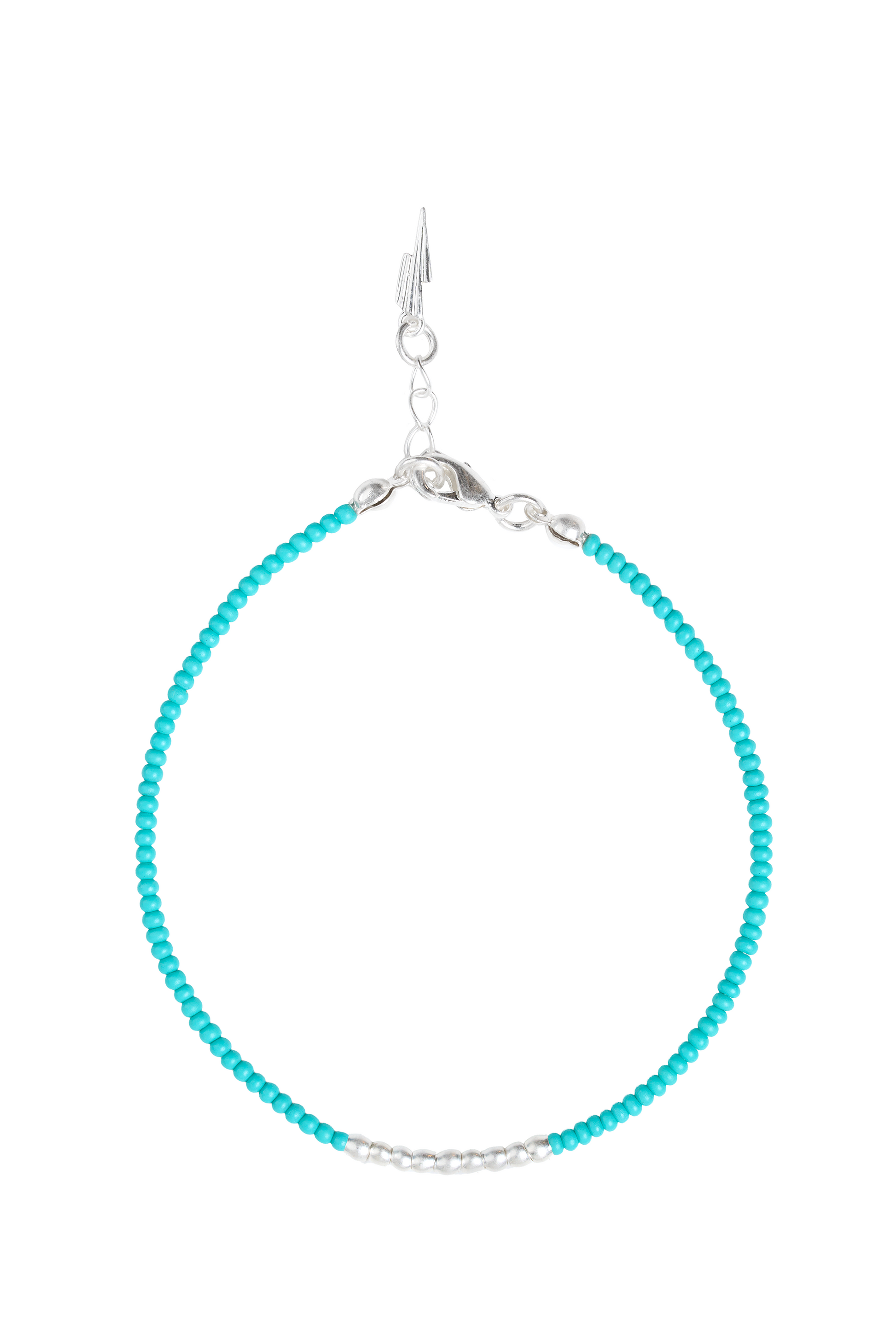 Silver and Aqua Beaded Bracelet