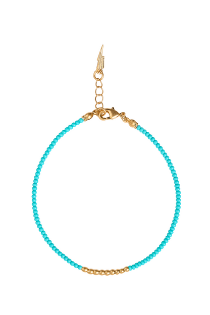 Gold and Aqua Beaded Bracelet