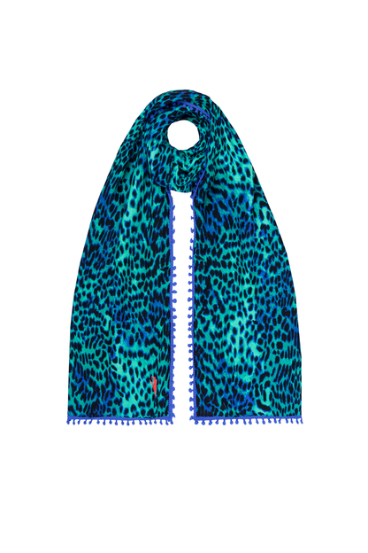 Turquoise with Blue Cheetah Charity Super Scarf