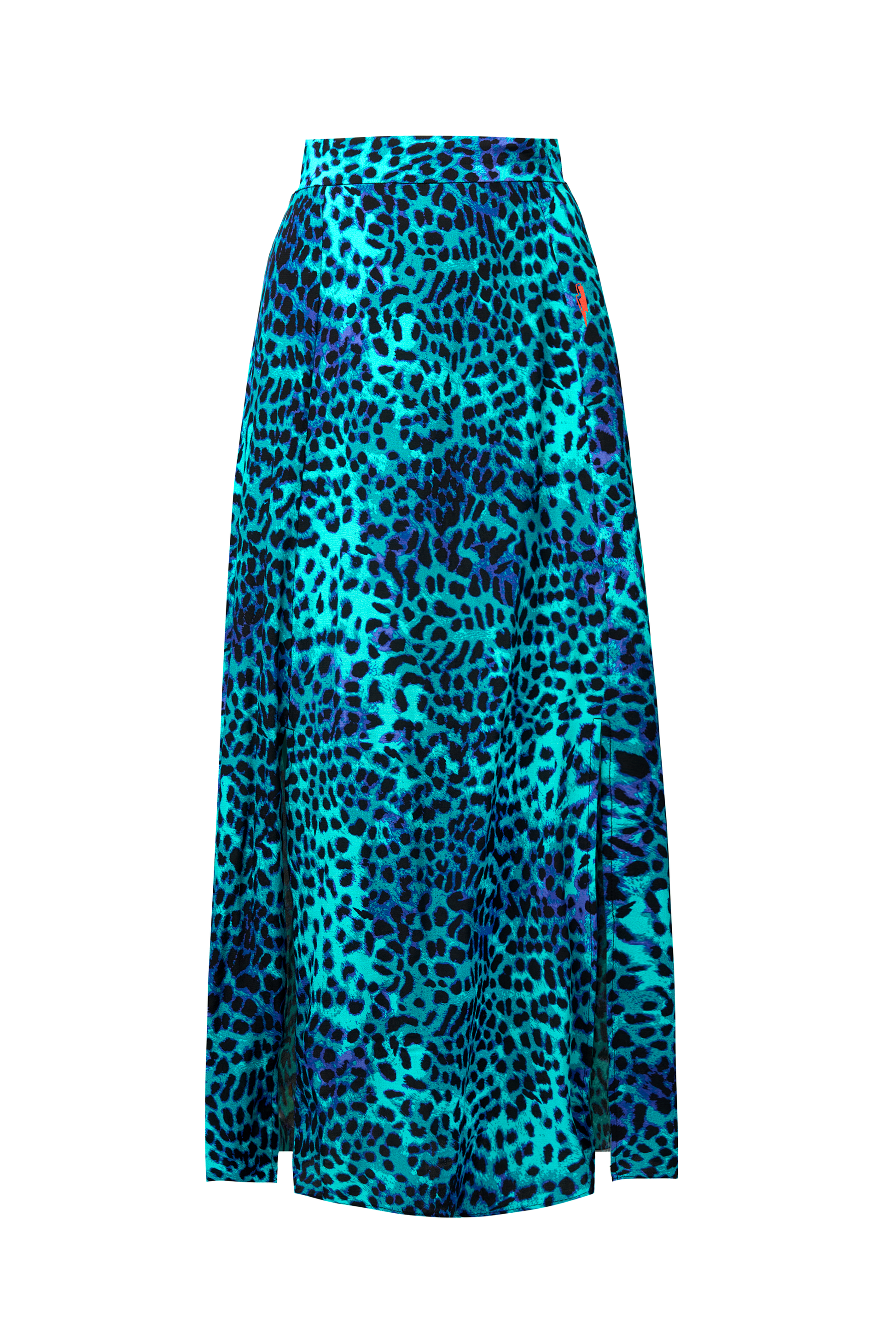 Turquoise with Blue Cheetah Split Front Skirt
