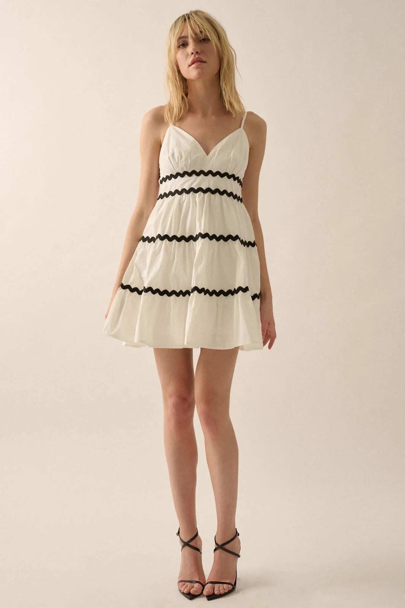 Absolute Bliss Rickrack-Trim Tiered Mini Sundress