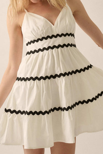 Absolute Bliss Rickrack-Trim Tiered Mini Sundress