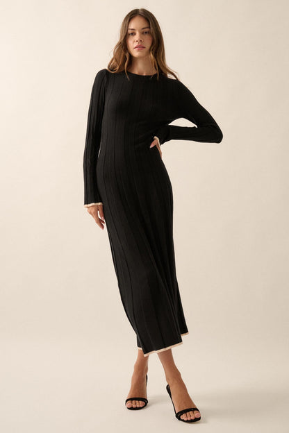 Refined Style Ribbed Knit Midi Sweater Dress