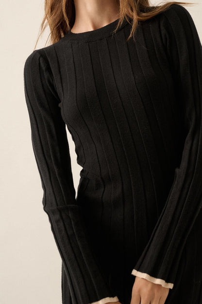 Refined Style Ribbed Knit Midi Sweater Dress